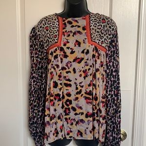 Anthropologie Bl^nk London leopard print peasant blouse